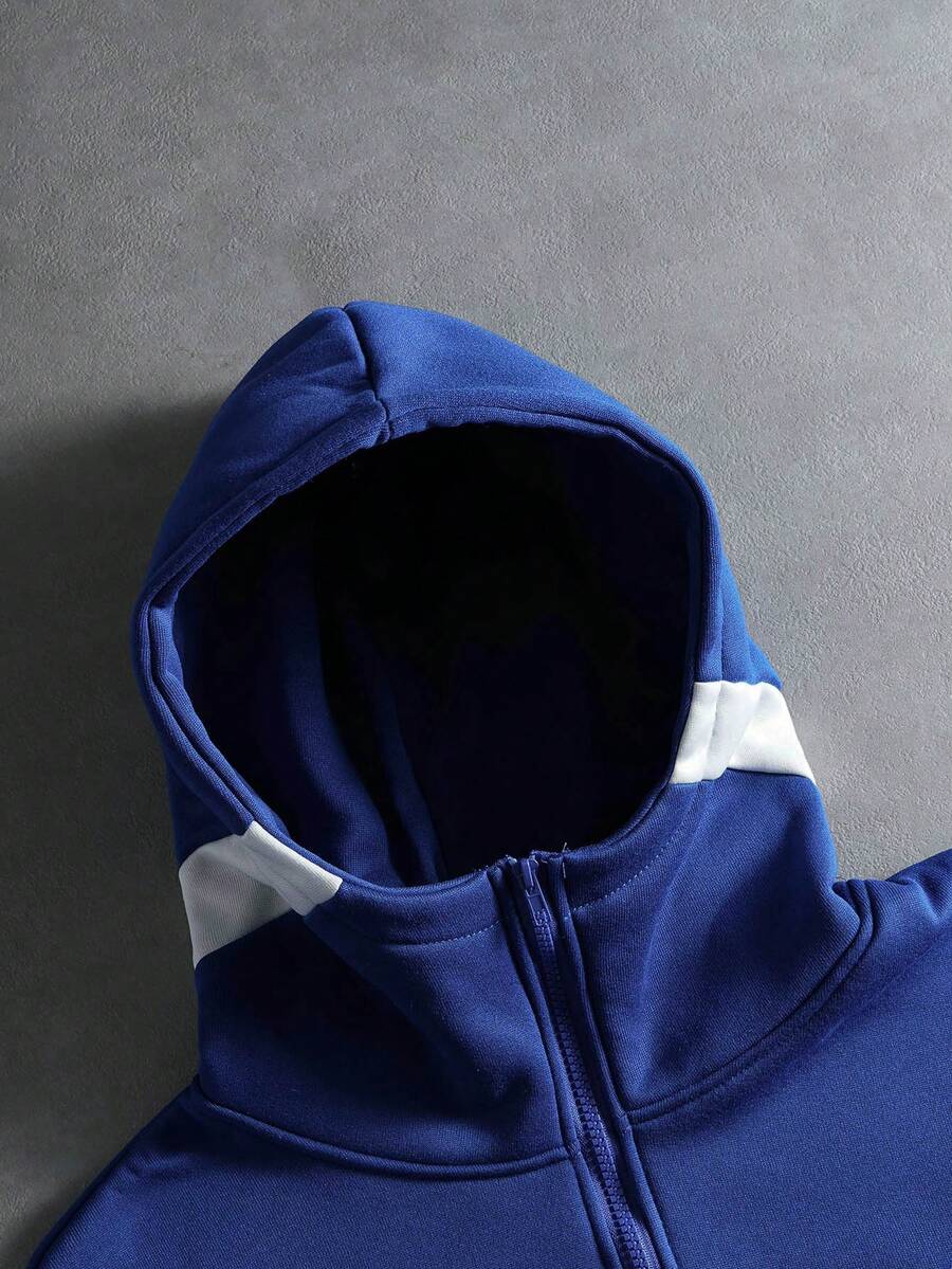 Men's Patchwork Zip-Up Hoodie