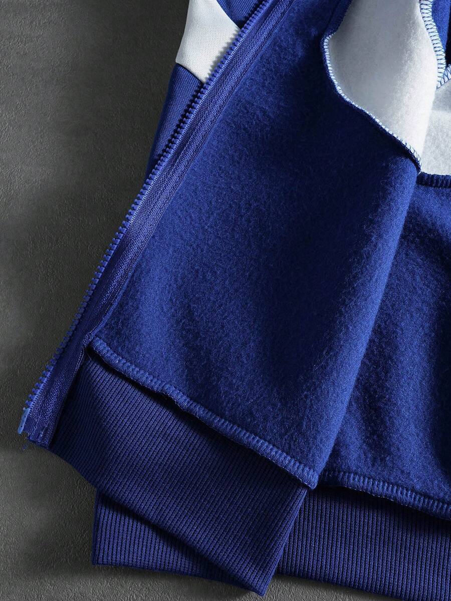 Men's Patchwork Zip-Up Hoodie