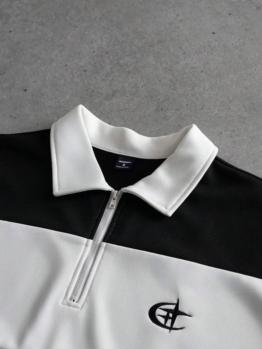 Men's Striped Long Sleeve Casual Polo Shirt