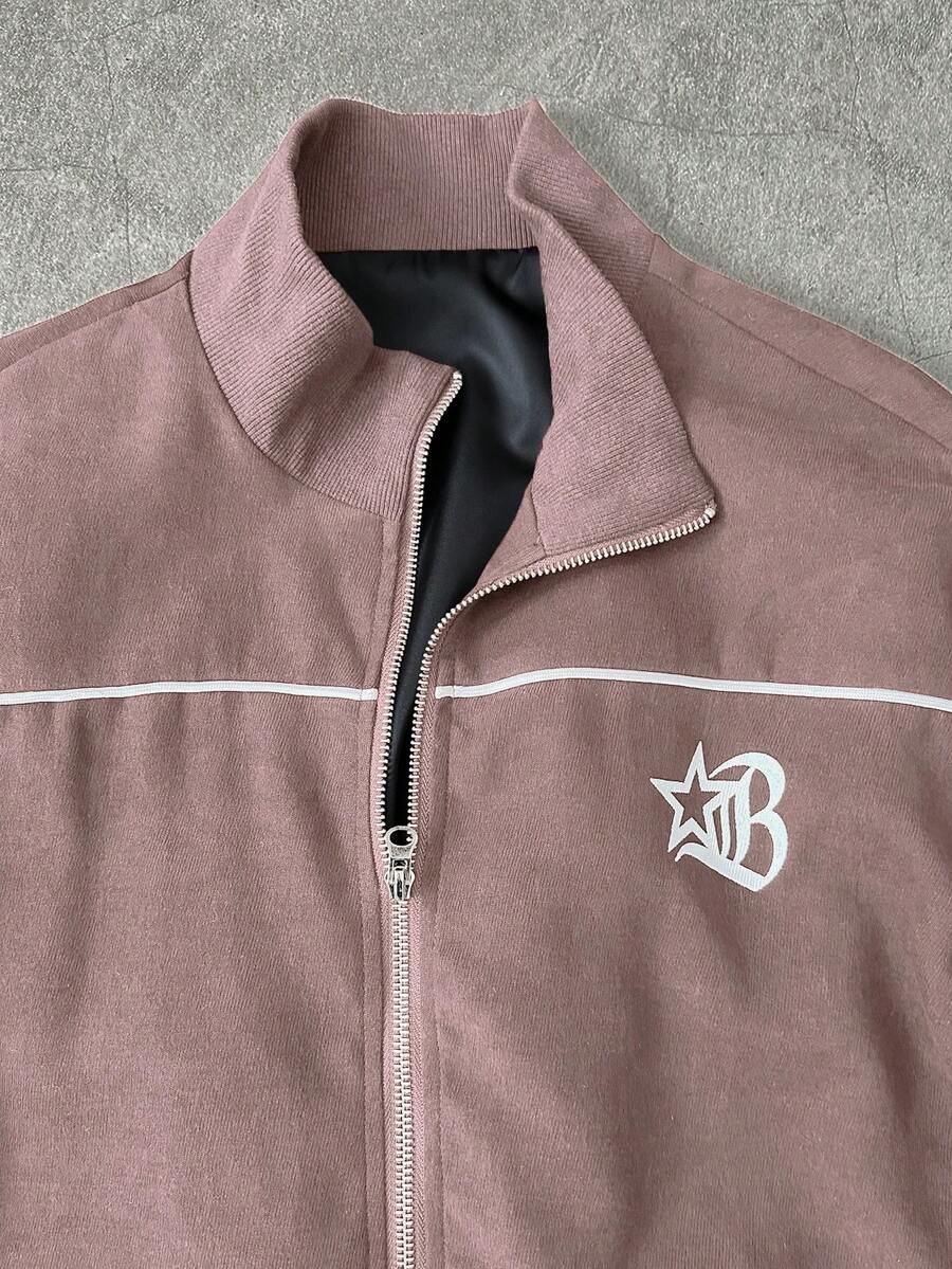 Men's 2pc Zip-Up Jacket And Drawstring Waist Long Pants Set