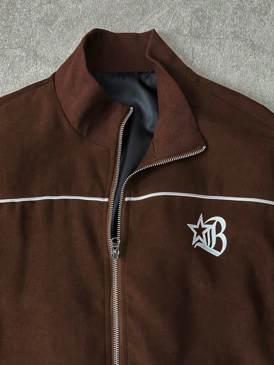 Men's 2pc Zip-Up Jacket And Drawstring Waist Long Pants Set