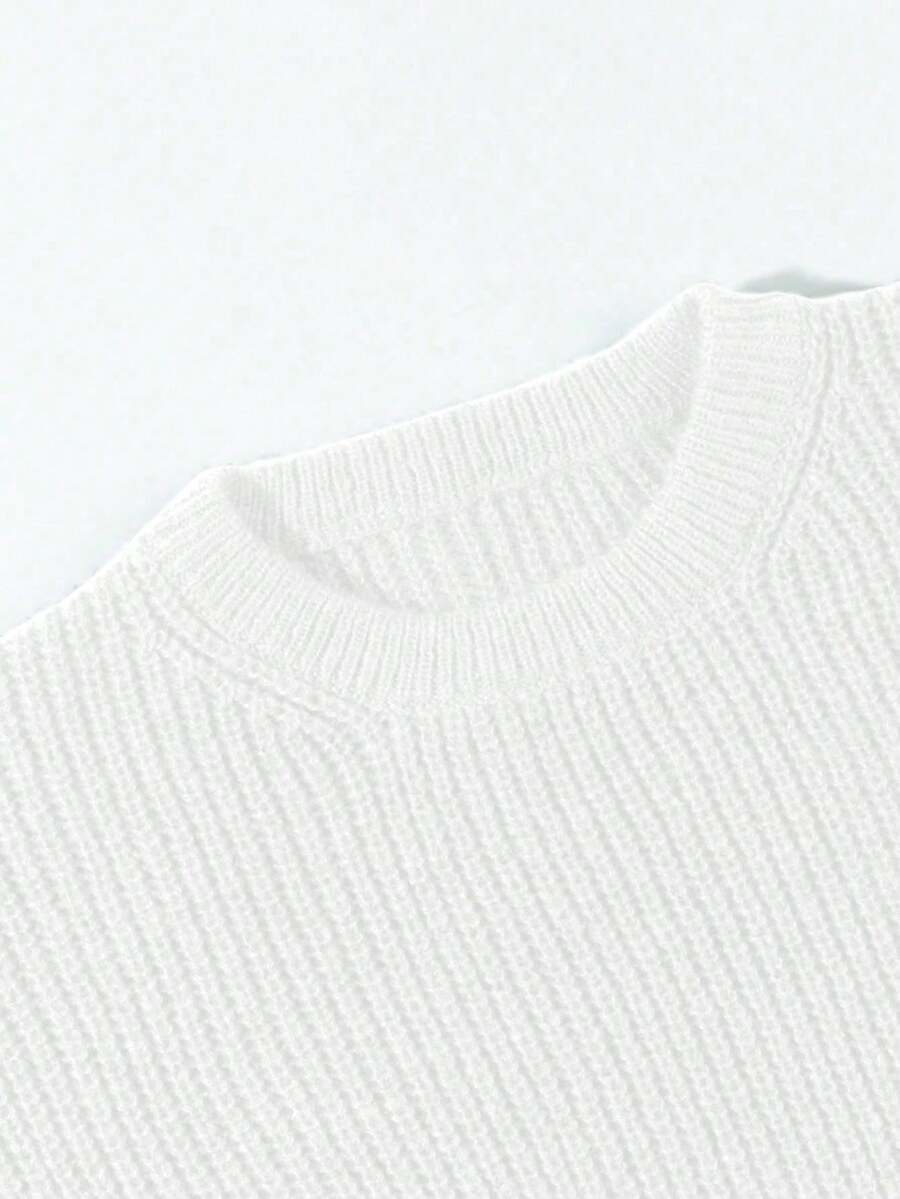 Men's Knit Drop Shoulder Crew Neck Pullover Sweater