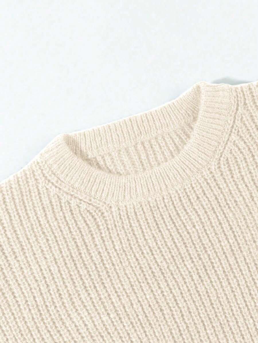 Men's Knit Drop Shoulder Crew Neck Pullover Sweater