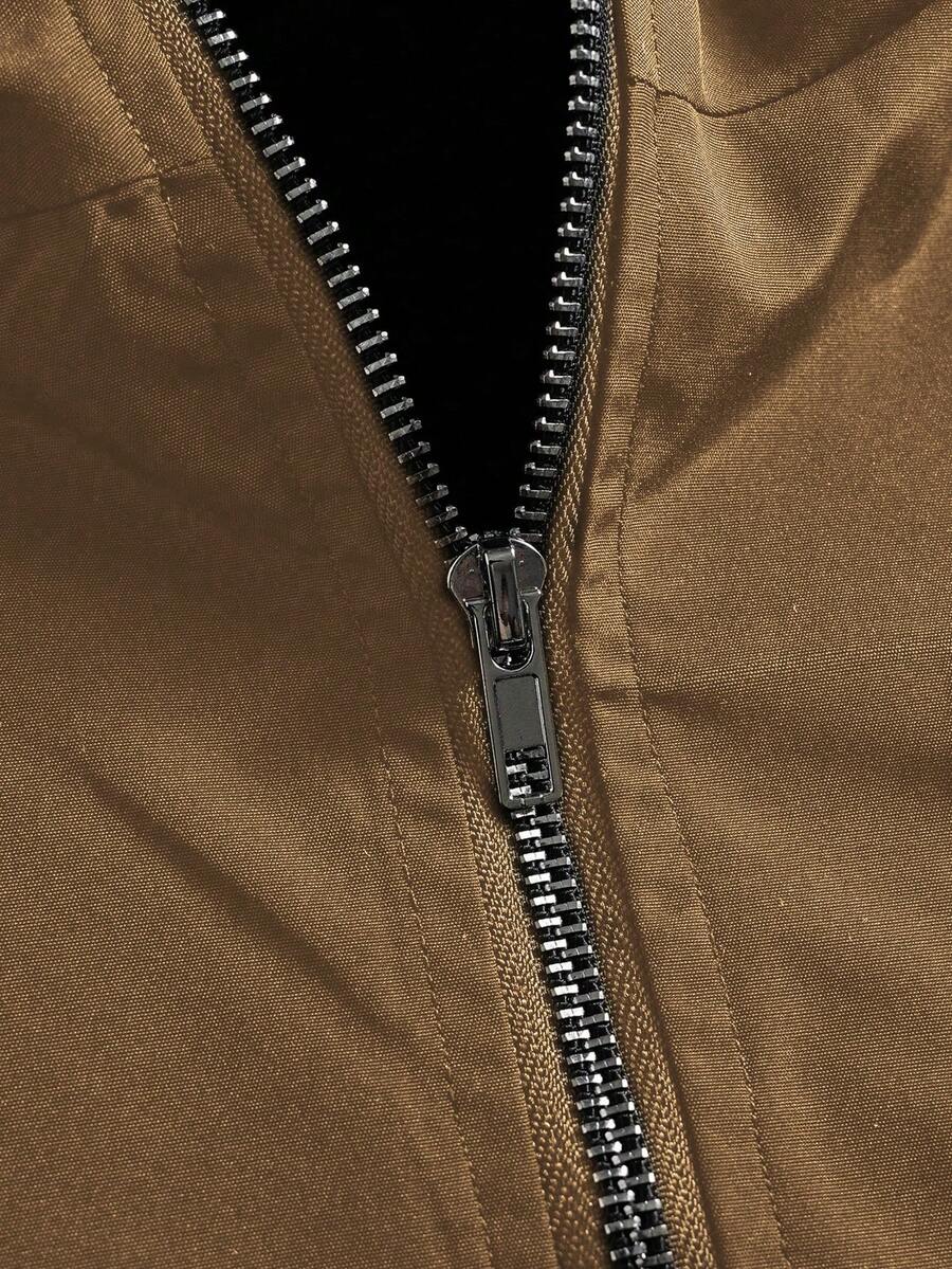 Men's Letter Print Hooded Zip-Up Jacket And Contrast Trim Pants 2Piece Set