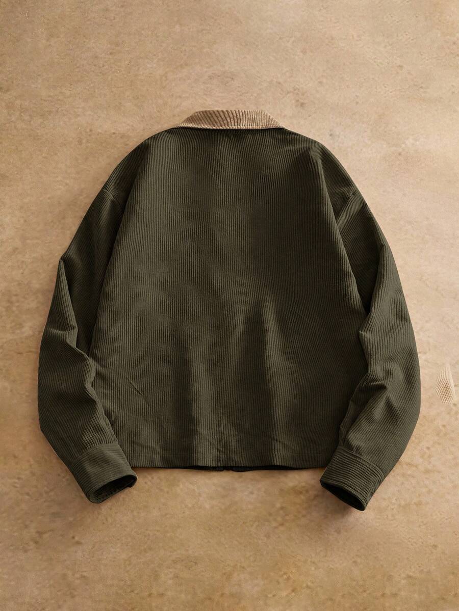 Men's Long Sleeve Casual Woven PU Leather Jacket