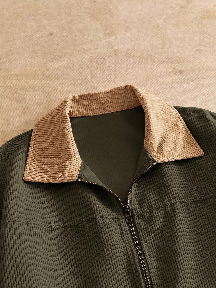 Men's Long Sleeve Casual Woven PU Leather Jacket