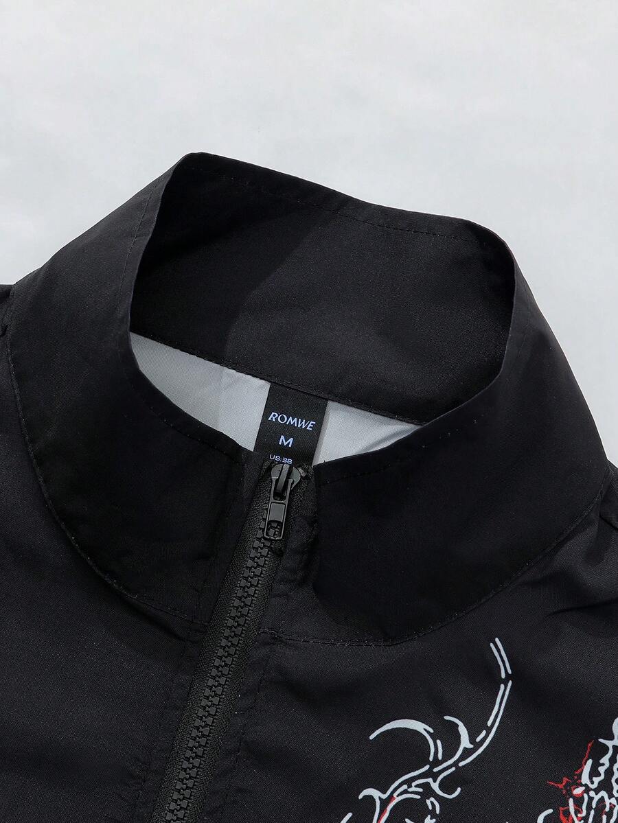 Unisex Motorcycle Graphic Print Long Sleeve Jacket