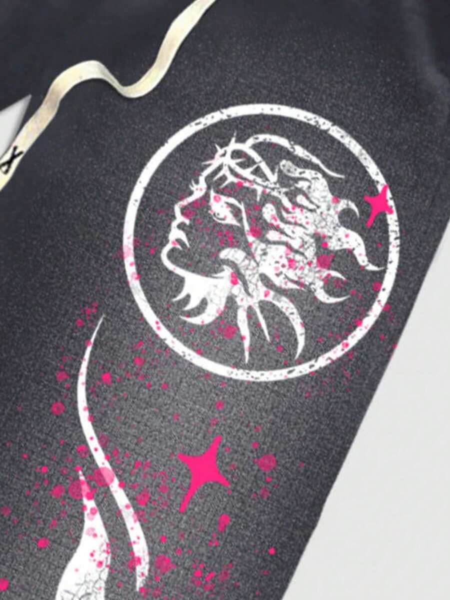 Men's Religious Graphic Print Flare Pants