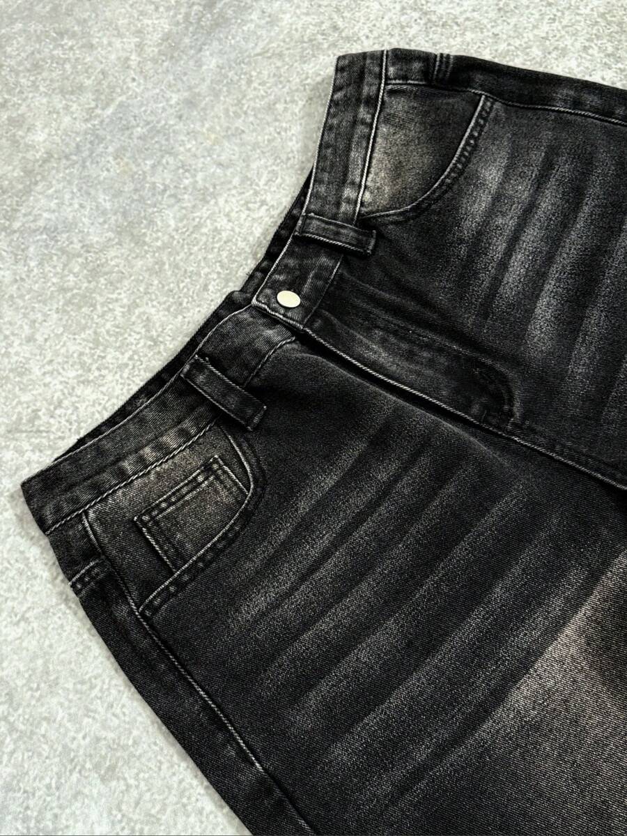 Distressed Wide Leg Black Baggy Jeans