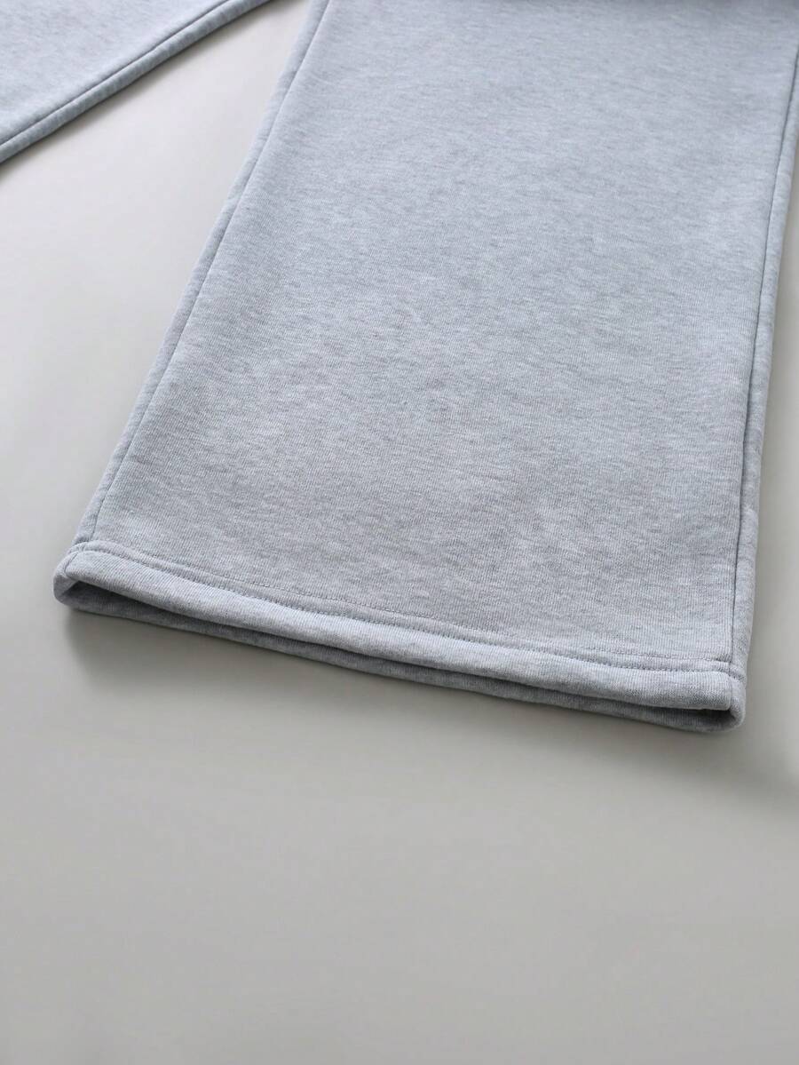 Cross Print Embroidered Hoodie Sweatshirt Set