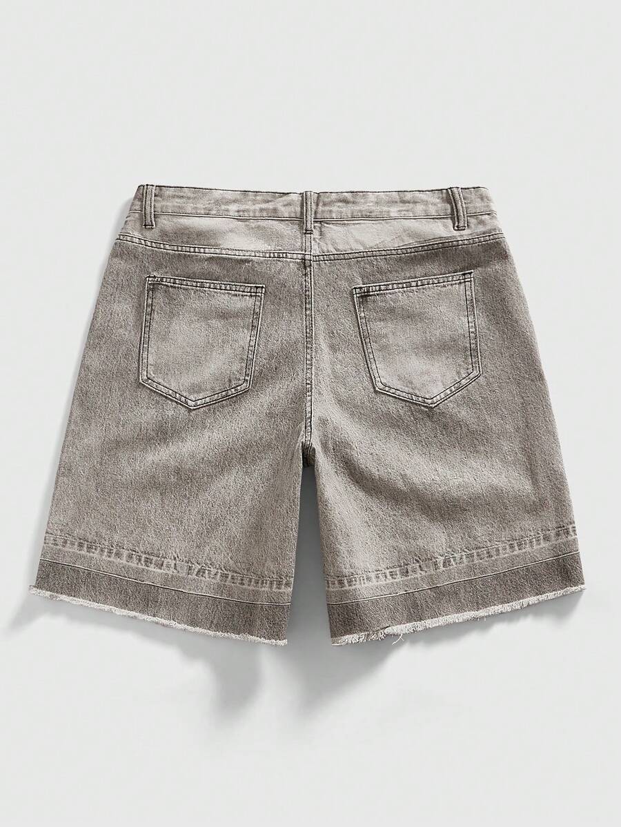 Men's Punk Chain Pattern Denim Shorts