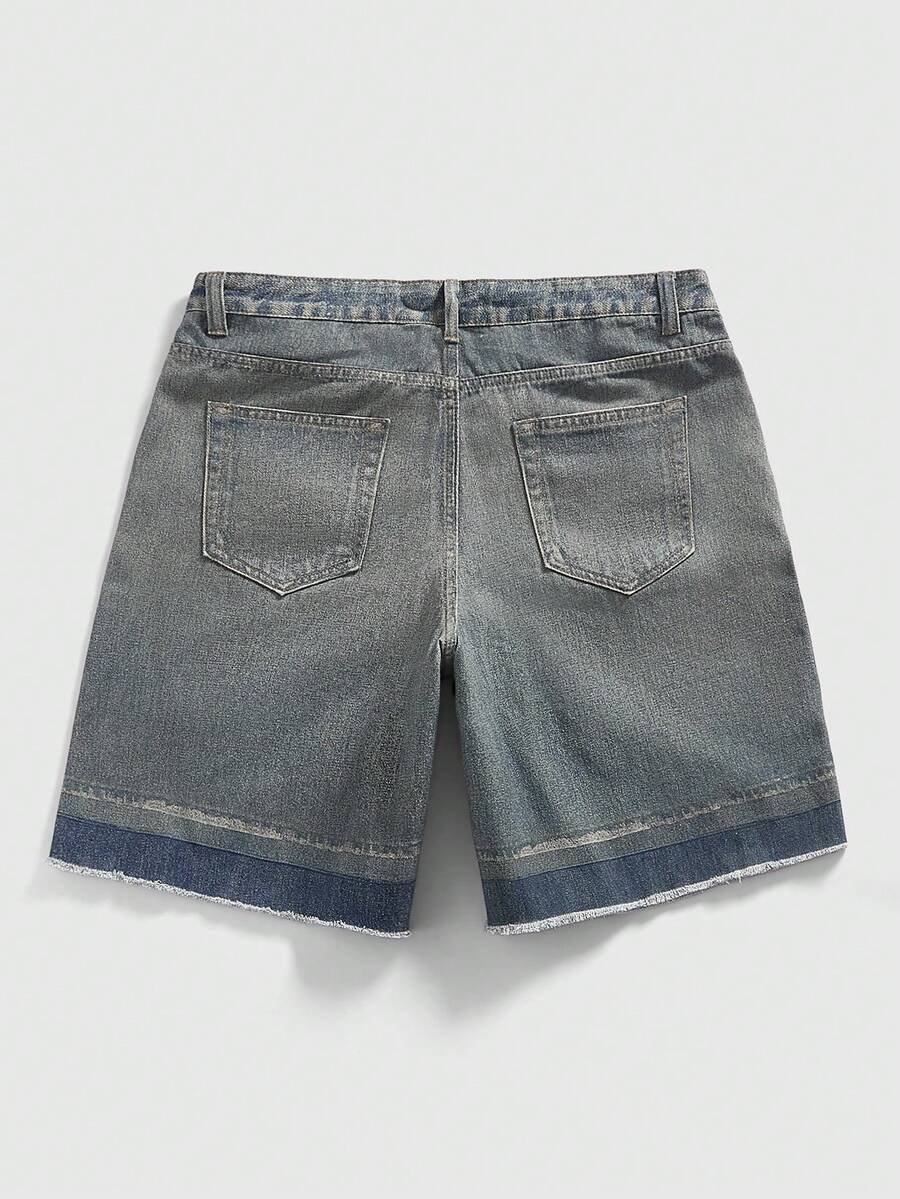 Men's Punk Chain Pattern Denim Shorts