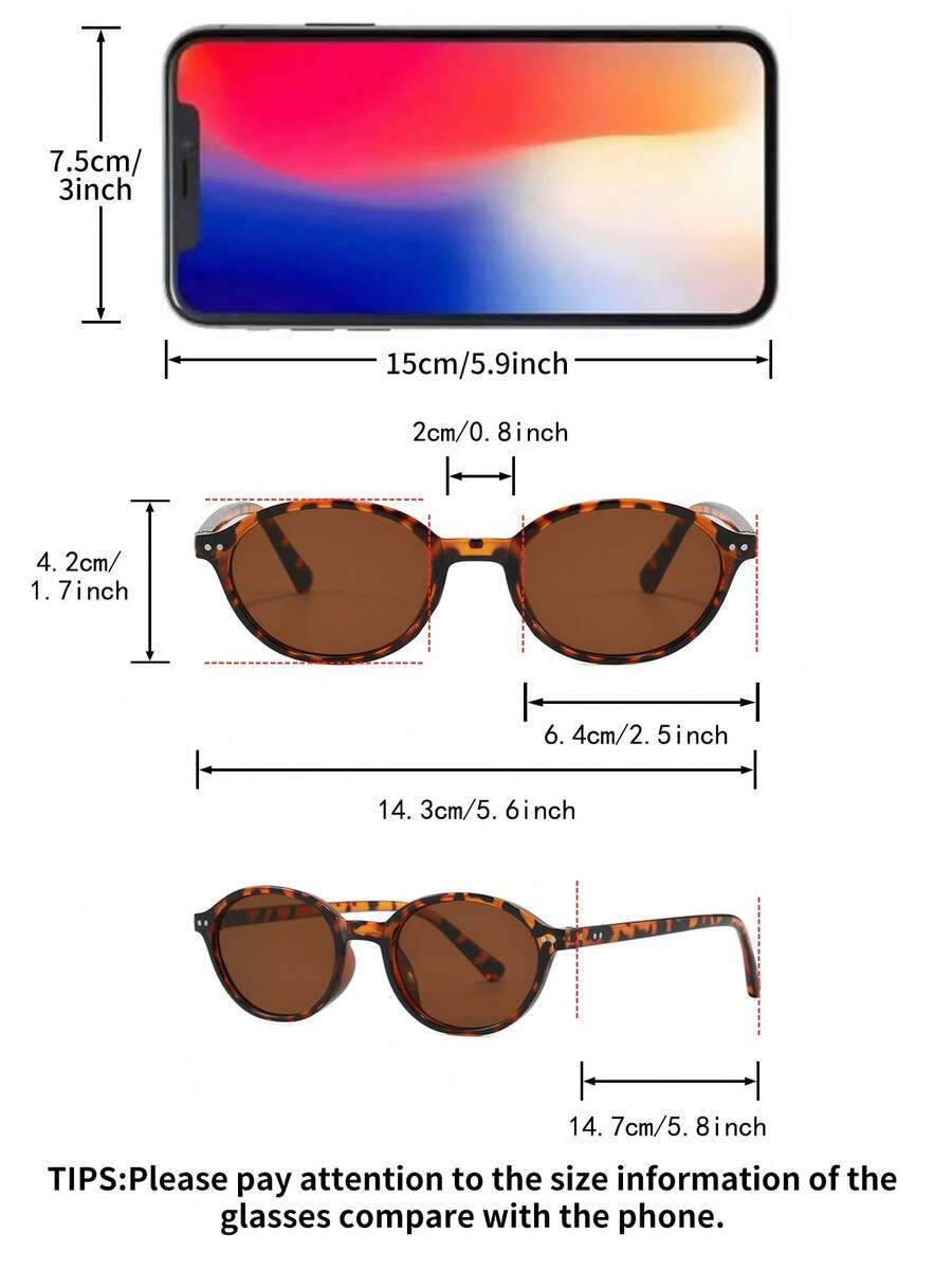 Women's Leopard Print Oval Retro Glasses