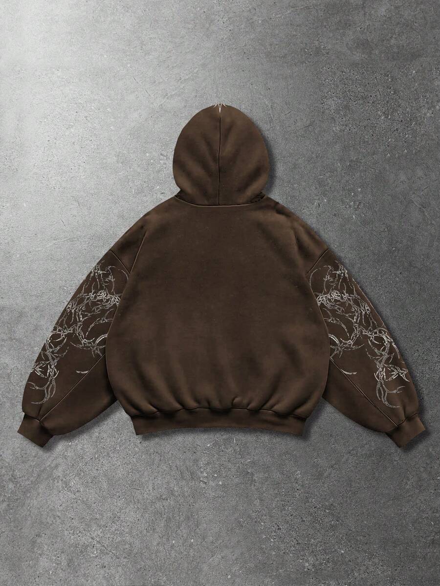 Men's Skull Cross Print Pocket Hoodie