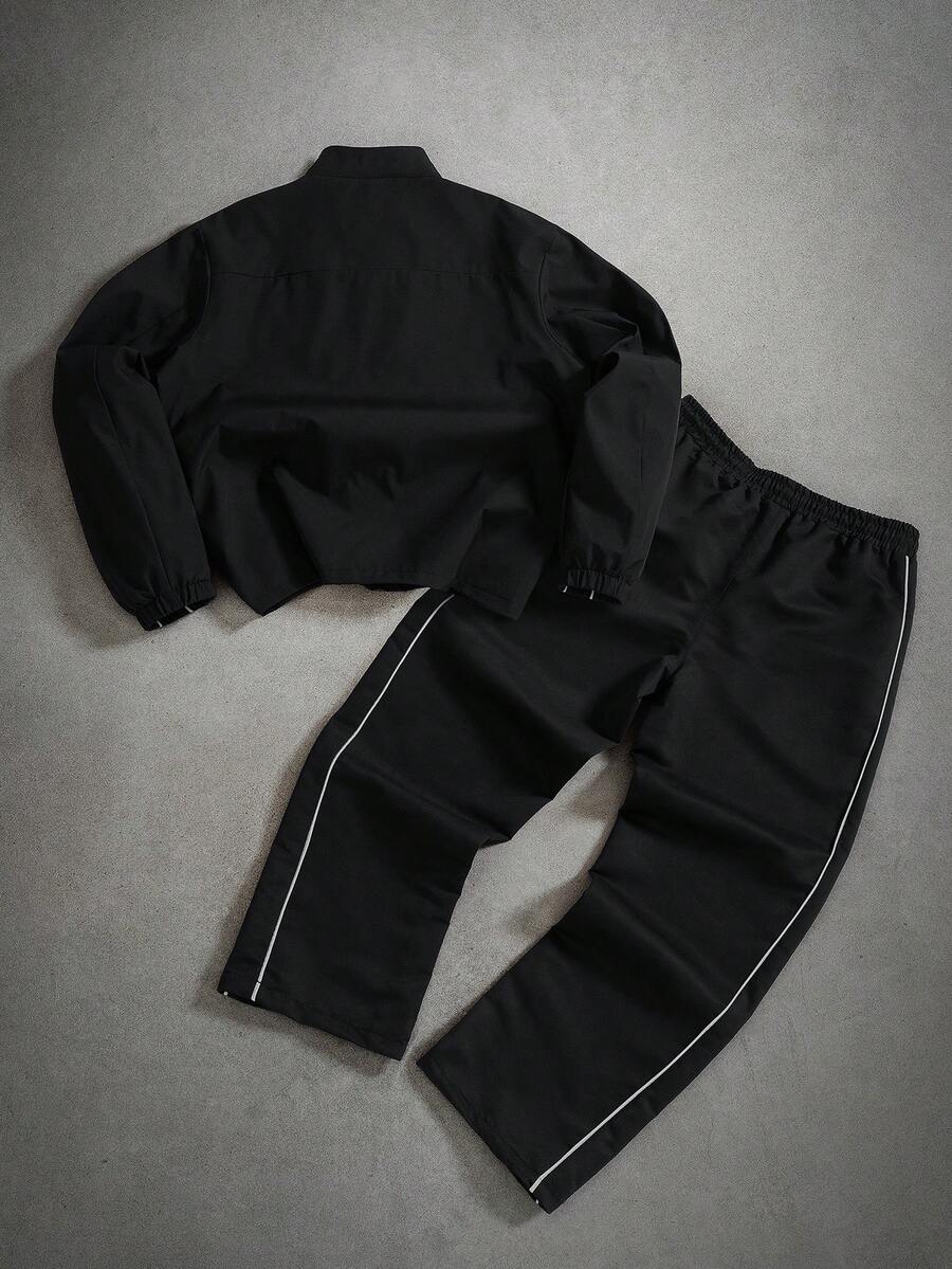 Men's Zip-Up Stand Collar Jacket & Pants Set