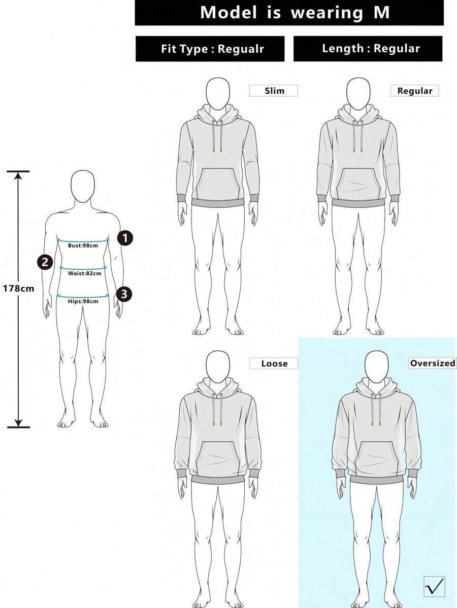 Men's Oversized Circle Design Pullover Hoodie