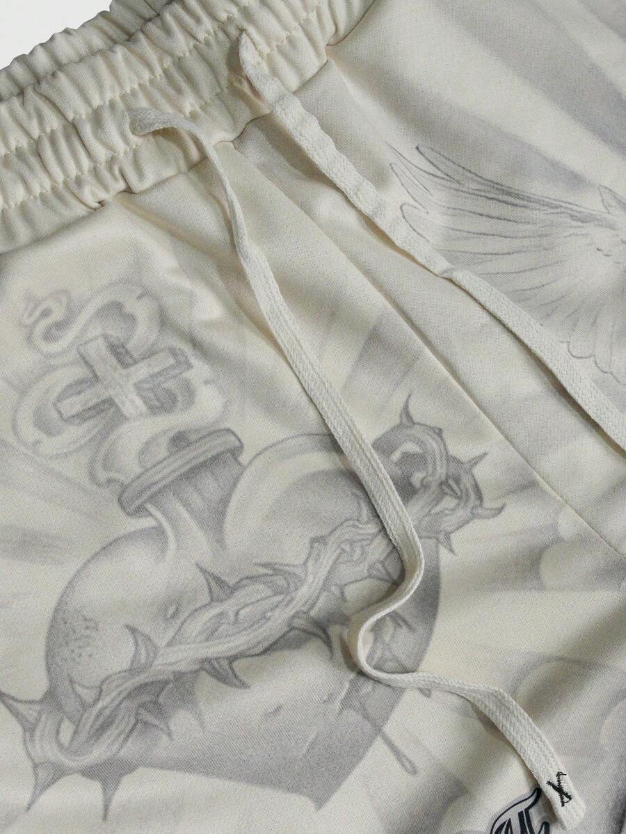 Men's Religious Character Wide-Leg Sweatpants