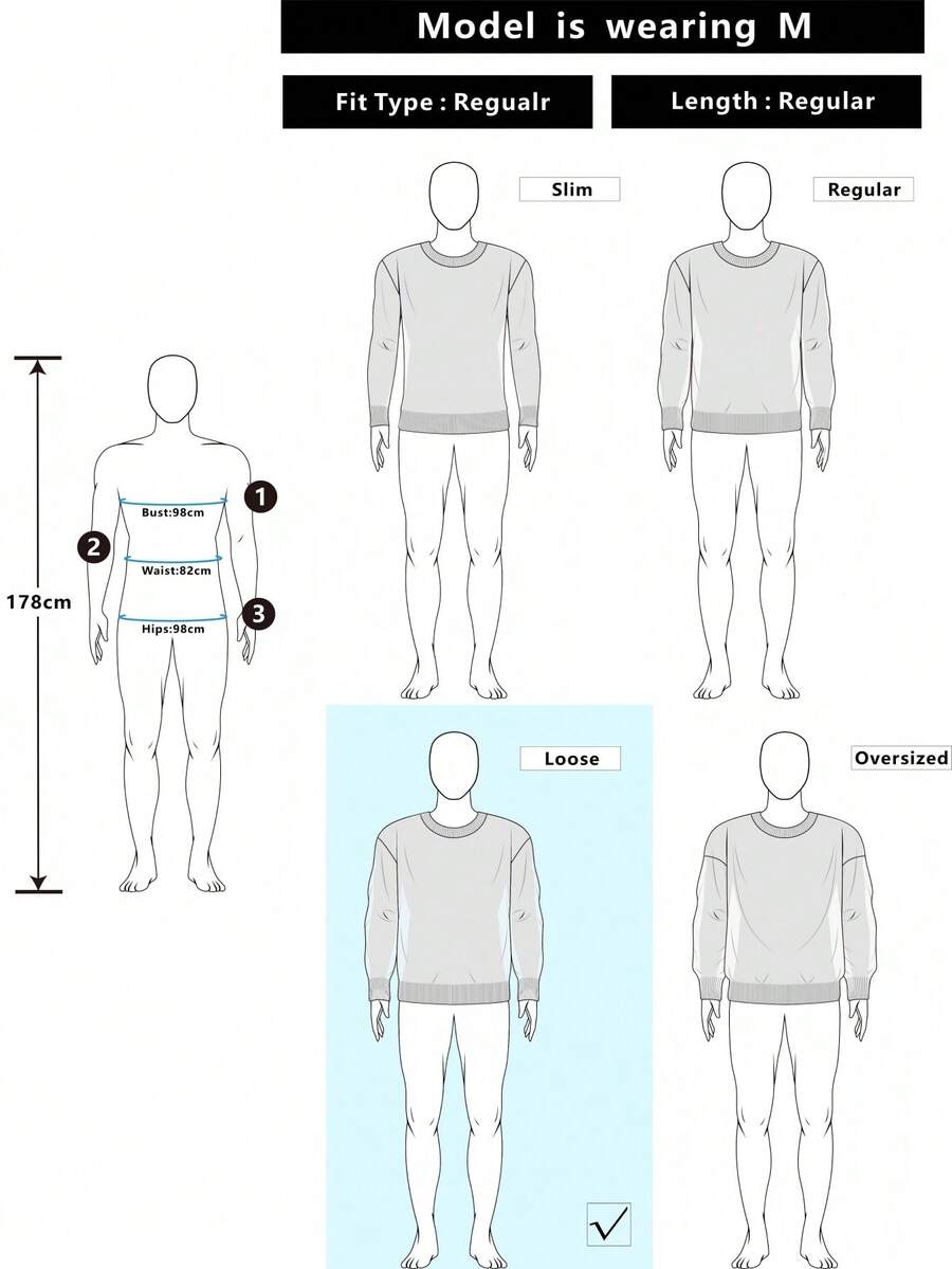 Men's Embroidery Dropped Shoulder m Casual Sweater