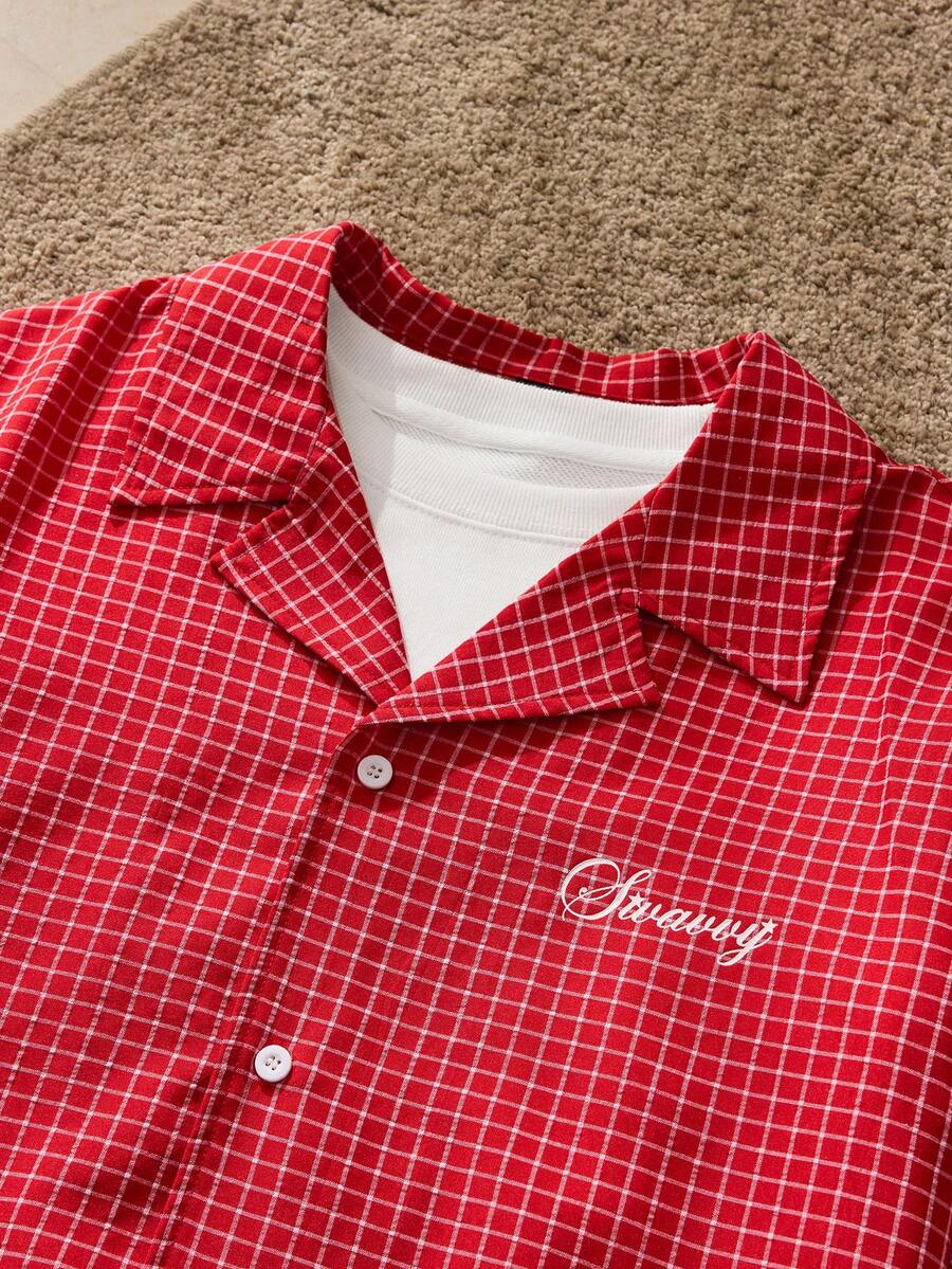 2pcs Men Casual Loose Fit Short Sleeve Shirt And Shorts Set