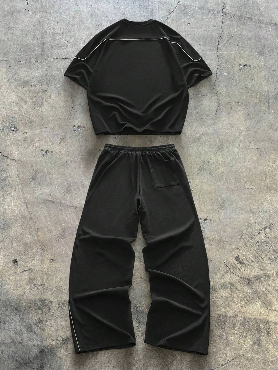 Geometric Print T-Shirt Wide Leg Pants