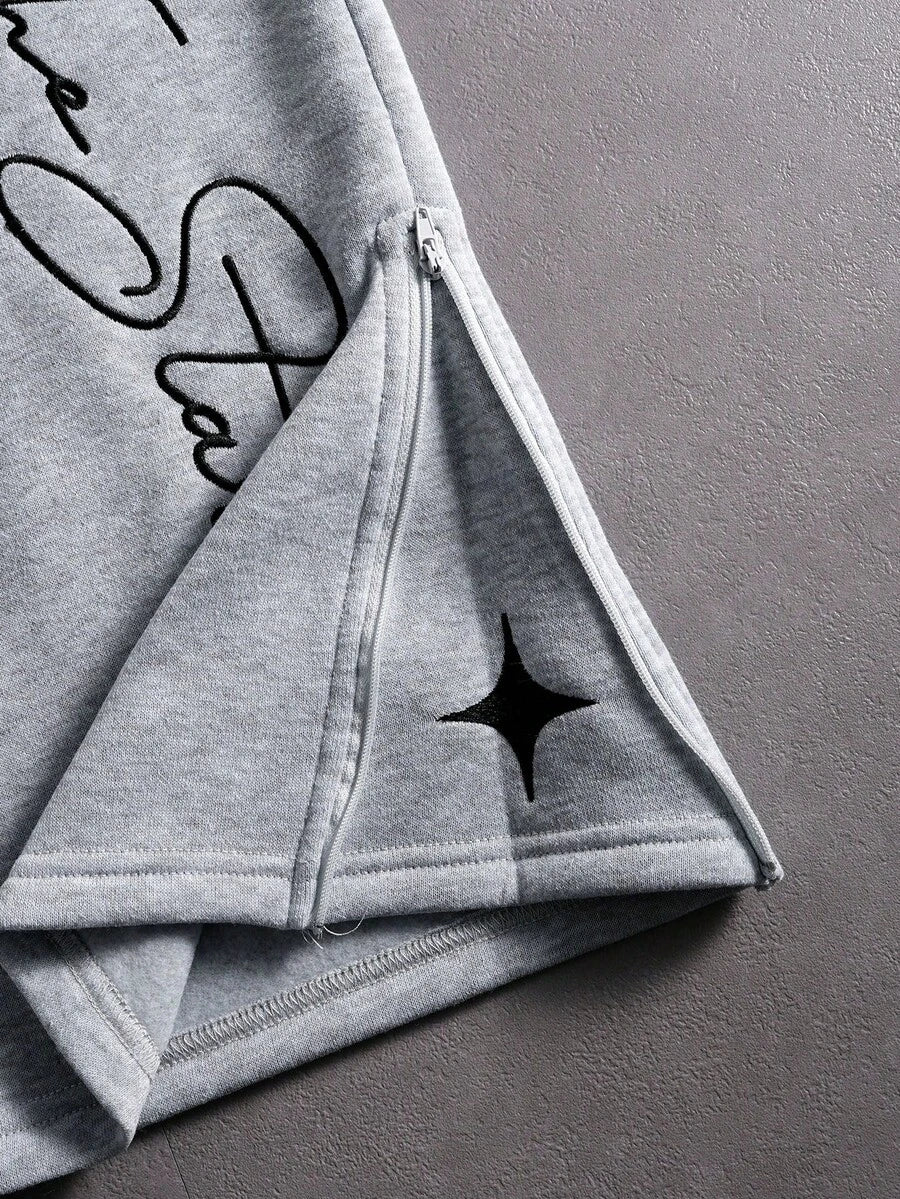 Embroidered Hoodie Wide Leg Sweatpants Set
