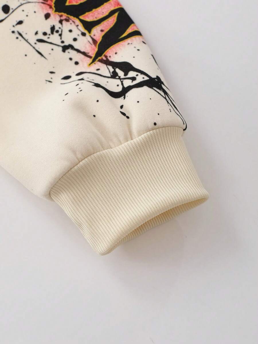 Men's Loose Fit Retro Graphic Print Hoodie