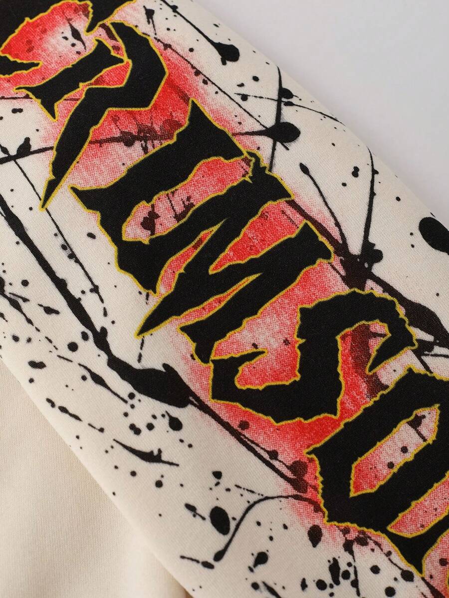 Men's Loose Fit Retro Graphic Print Hoodie