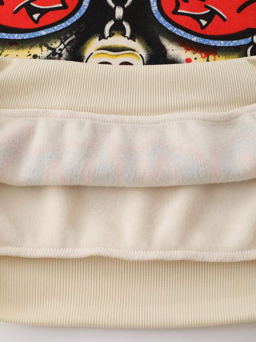 Men's Loose Fit Retro Graphic Print Hoodie