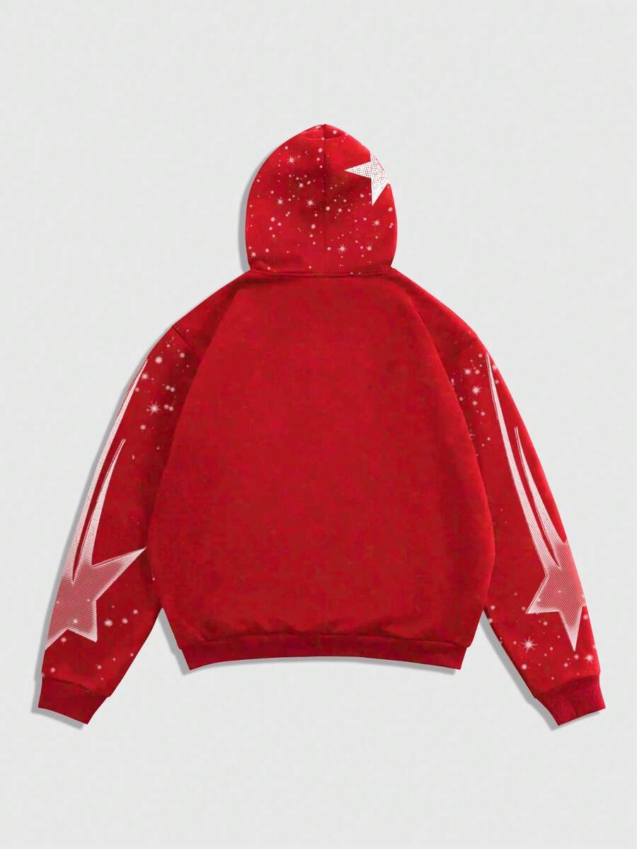 Men's Letter Graphic Print Zip-Up Hoodie