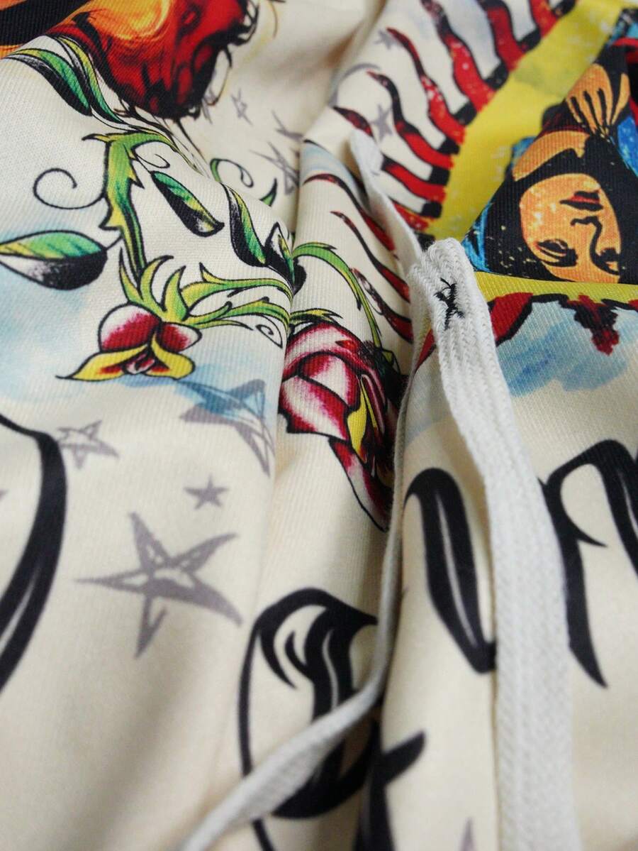 Men's Religious Graphic Print Flare Pants