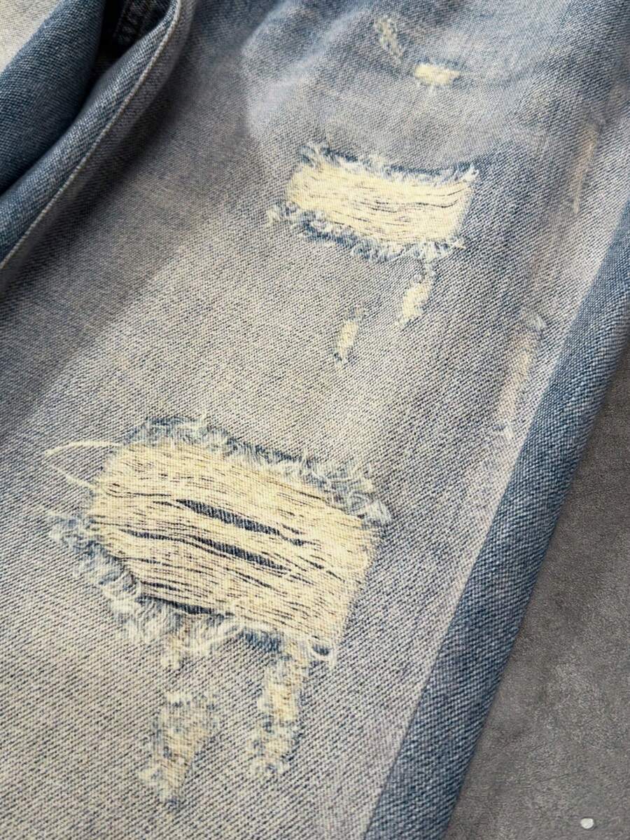 Angel Graphic Distressed Pocket Jeans