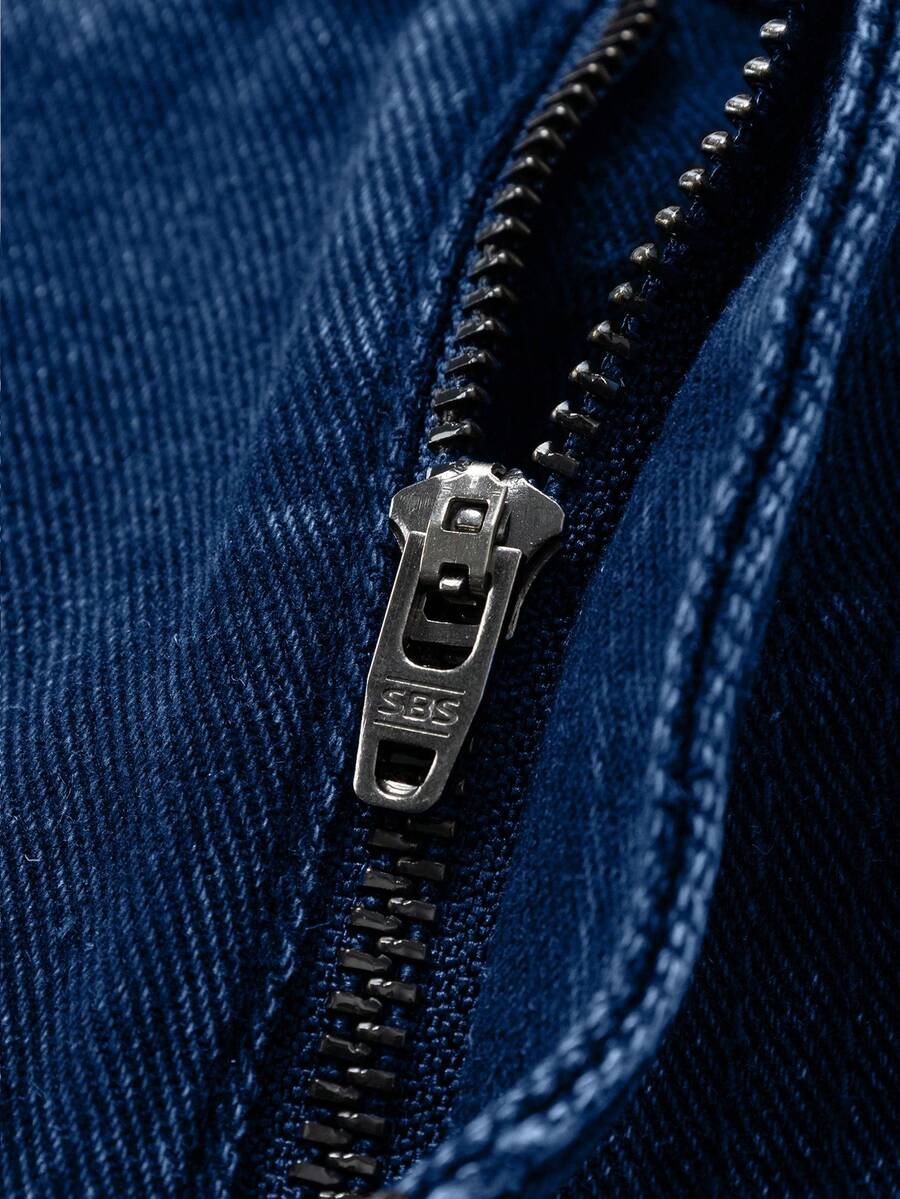 MEN Frayed Hem High Street Embroidered Washed Loose Barrel Leg Jeans