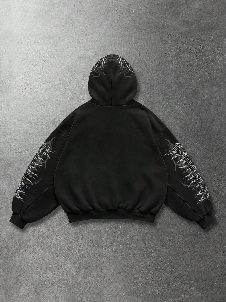 Men's Skull Cross Print Pocket Hoodie