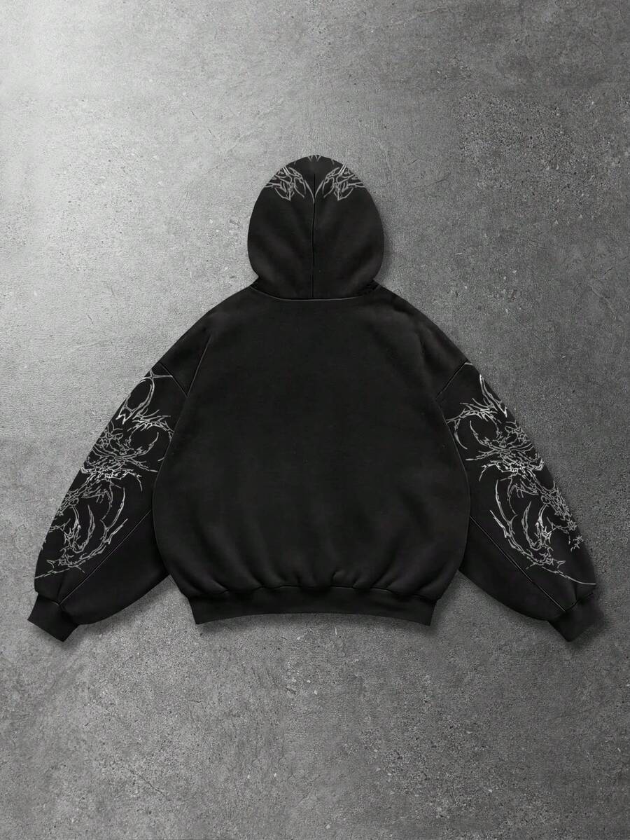 Men's Skull Cross Print Pocket Hoodie
