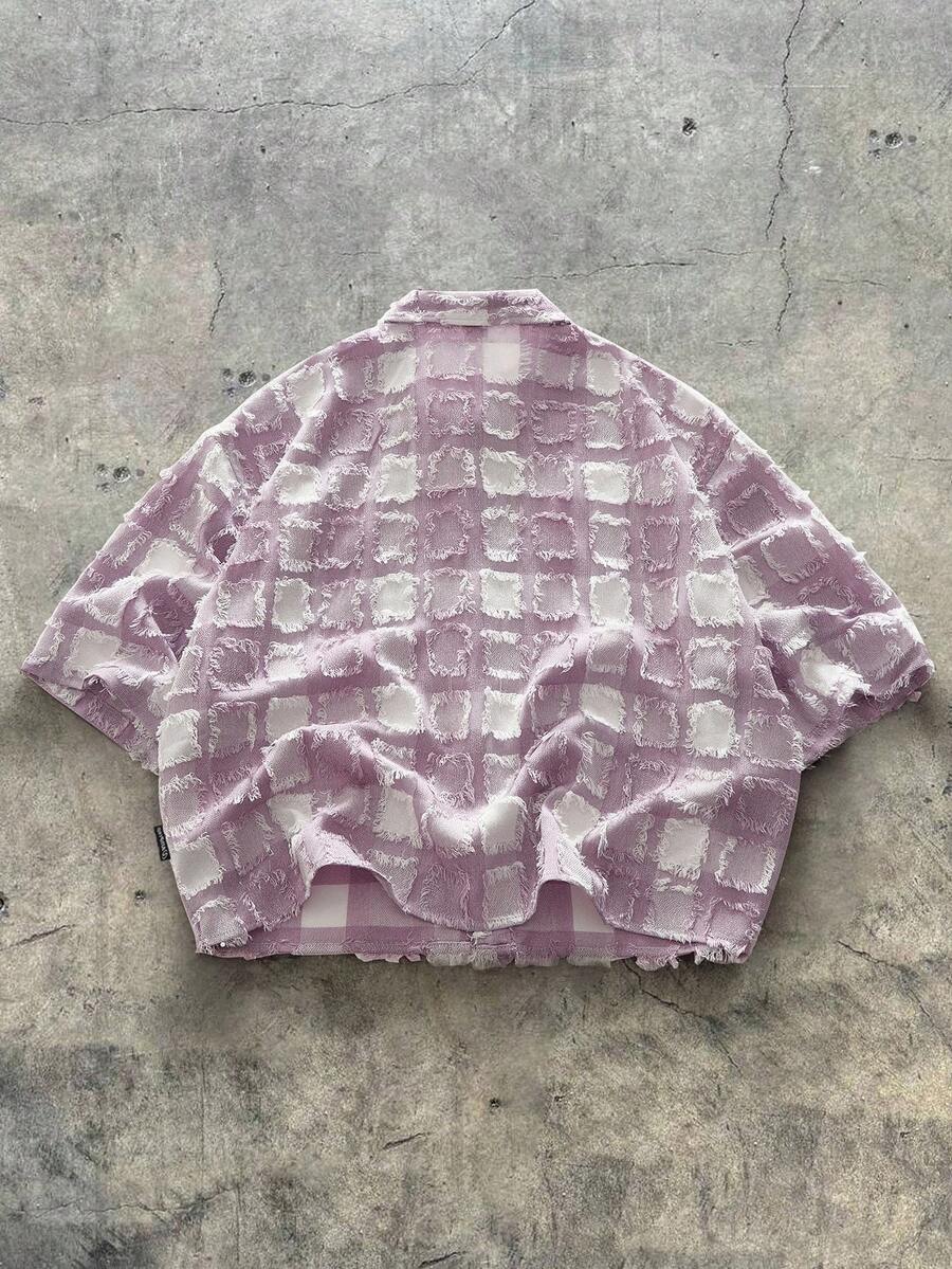 Men's Plaid Woven Short Sleeve Cropped Shirt