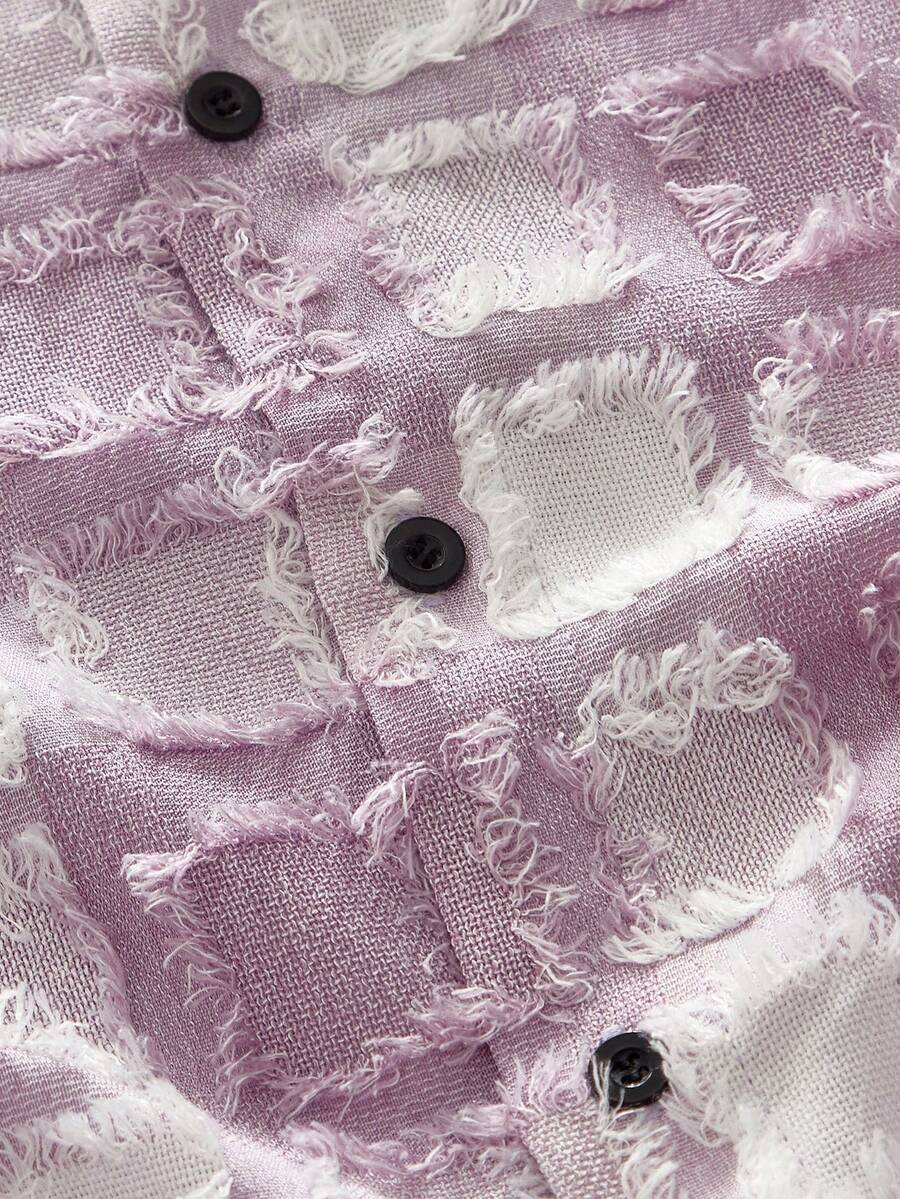 Men's Plaid Woven Short Sleeve Cropped Shirt