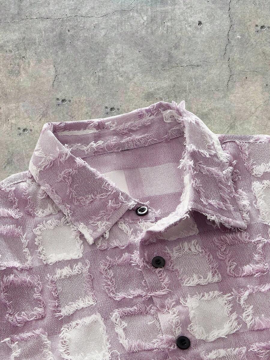 Men's Plaid Woven Short Sleeve Cropped Shirt