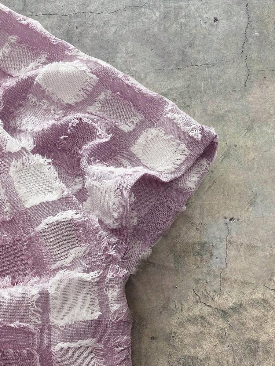 Men's Plaid Woven Short Sleeve Cropped Shirt