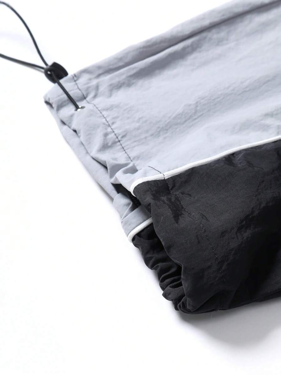 Men's Two-Tone Zip Front Hoodie & Drawstring Pants Casual Tracksuit Set