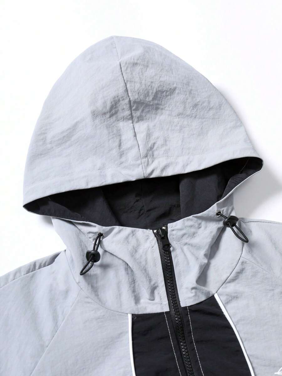 Men's Two-Tone Zip Front Hoodie & Drawstring Pants Casual Tracksuit Set