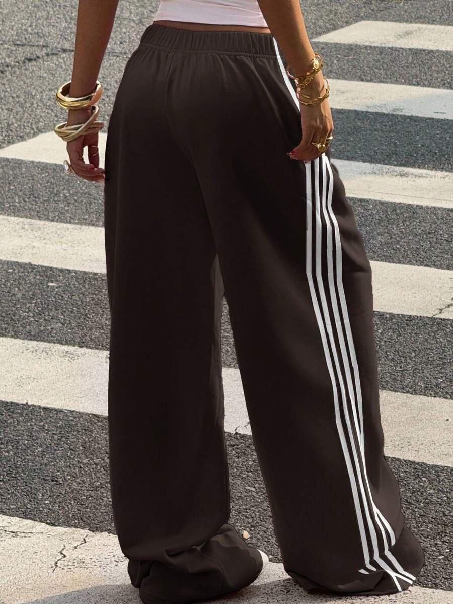 Women's Striped Knitted Wide-Leg Sweatpants