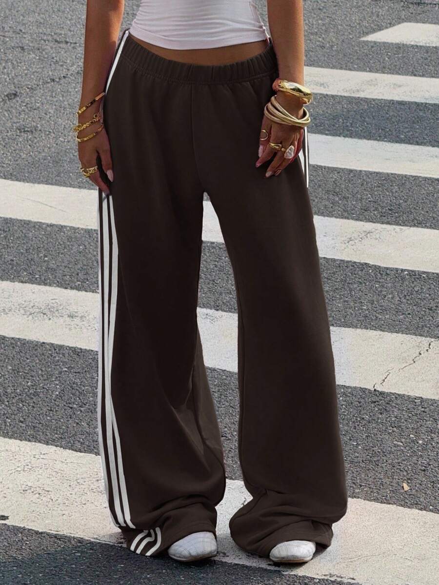 Women's Striped Knitted Wide-Leg Sweatpants