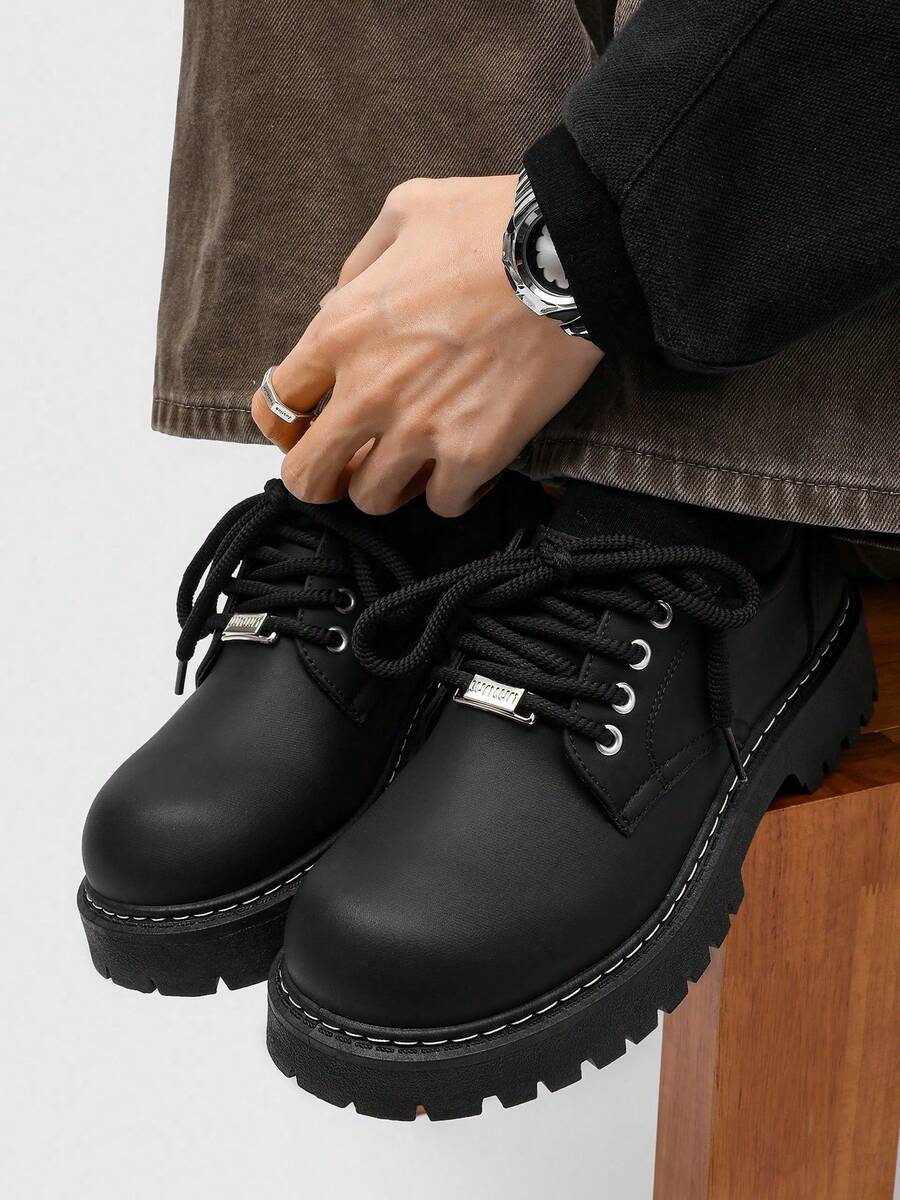Men's Thick Sole British-Style Lace-Up Dress Shoes