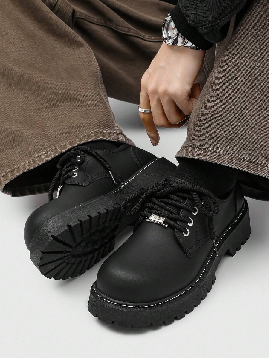 Men's Thick Sole British-Style Lace-Up Dress Shoes