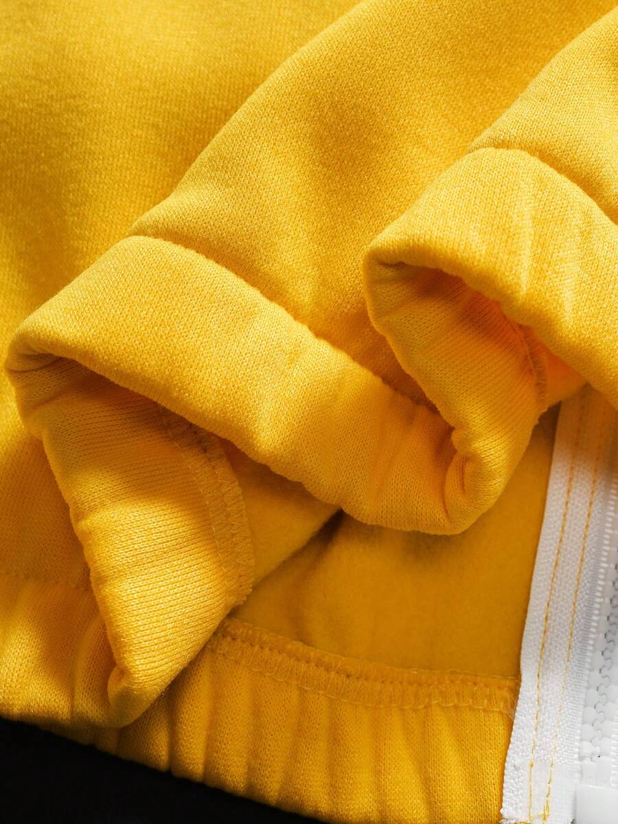 Contrast Color Zip-Up Hoodie Sweatpants Set