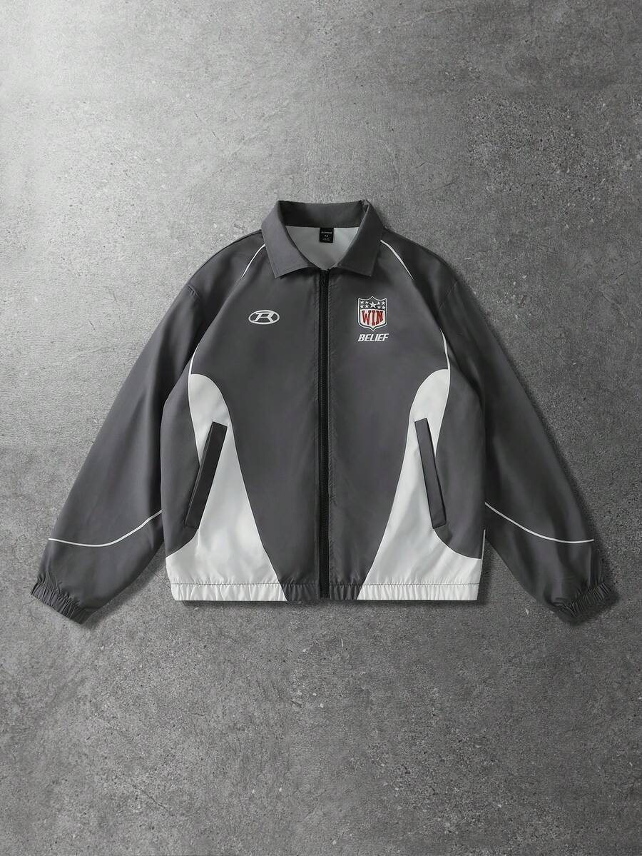 Unisex Motorcycle Graphic Print Long Sleeve Jacket