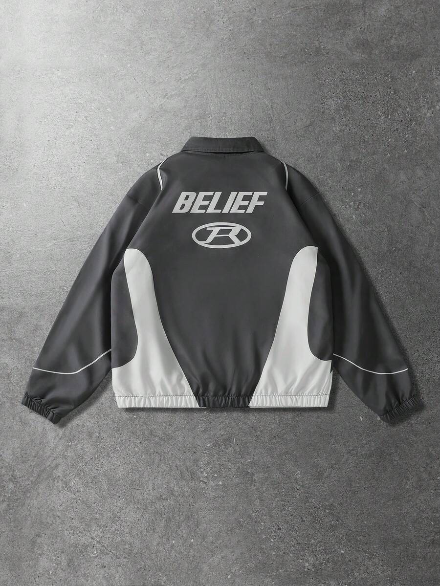 Unisex Motorcycle Graphic Print Long Sleeve Jacket