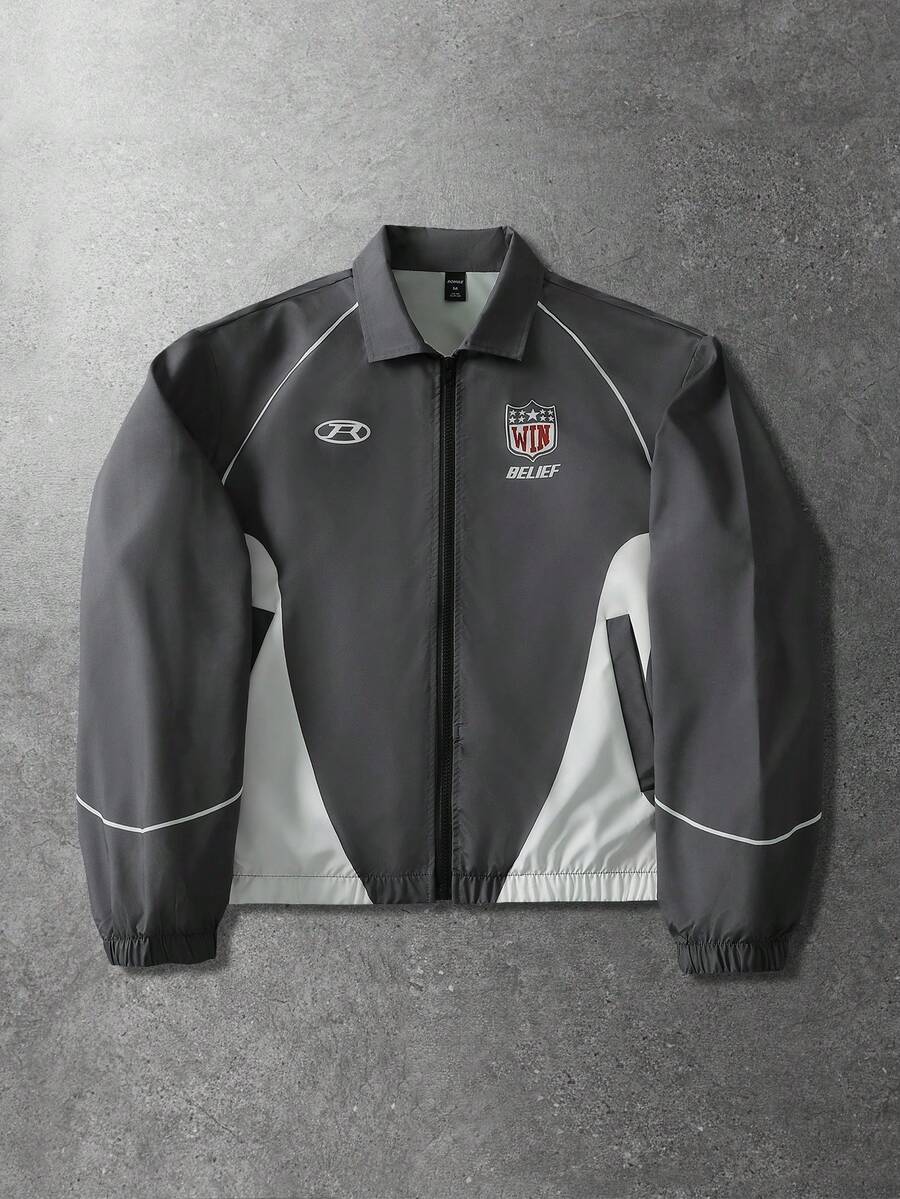 Unisex Motorcycle Graphic Print Long Sleeve Jacket