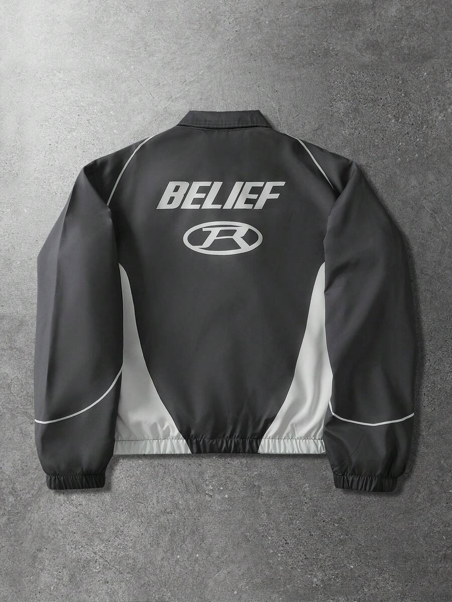 Unisex Motorcycle Graphic Print Long Sleeve Jacket