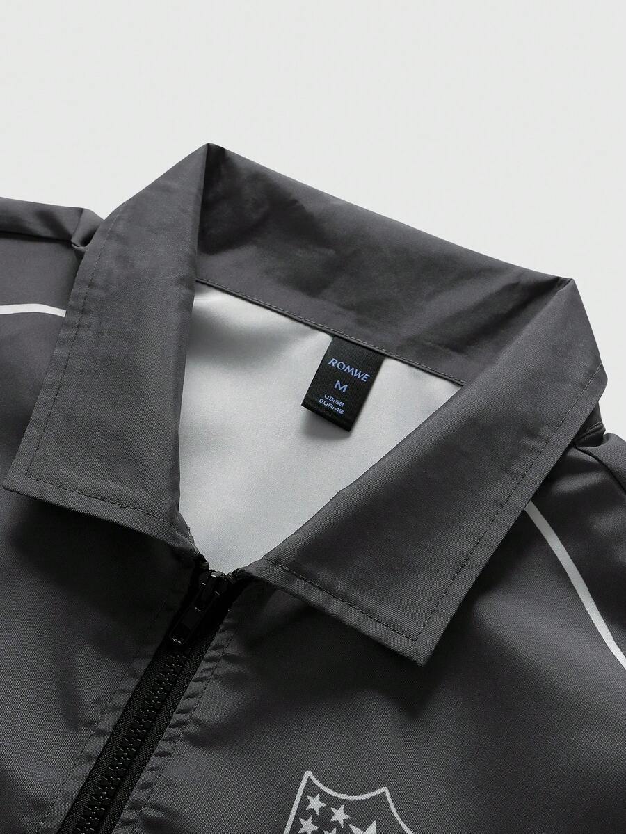 Unisex Motorcycle Graphic Print Long Sleeve Jacket